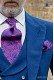 Fuchsia cashmere design ascot tie with maching pocket handkerchief