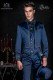 Gothic blue satin Mao tail coat with silver embroidery.