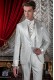 Veste de costume de coupe élégante Slim, en tissu jacquard blanc avec rabats en satin
