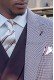 Silk weiß Krawatte mit Einstecktuch mit rosa und schwarzen streifen