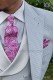 White and fuchsia tie with handkerchief