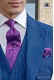 Blue and fuchsia tie with handkerchief