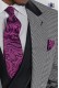 Schwarz und malve Krawatte mit Taschentuch