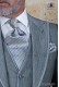 Corbatón de novio con pañuelo, diseño de rayas gris