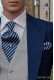 Bleu et argent marié cravate rayée et mouchoir