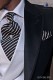 Black and silver silk ascot tie and handkerchief