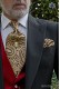 Black and gold paisley pattern tie and handkerchief