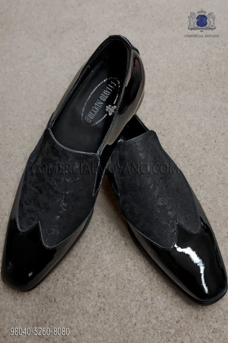 Black jacquard fabric shoe