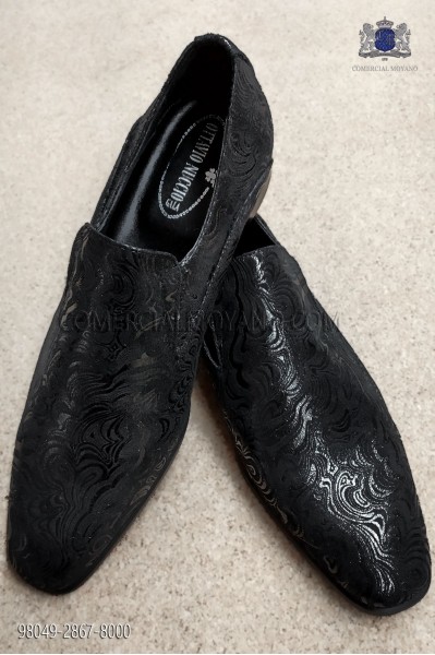 Black jacquard fabric shoe
