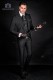 Steam punk gothic black groom suit with skull stud 