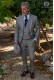Gray wedding suit in elegant Prince of Wales with blue stripe