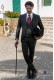 Black with red pinstripe tailored fit italian morning suit