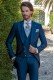 Blue italian tailored fit wedding morning suit