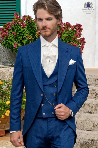 Royal blue prince of Wales check groom morning suit 2759 Mario Moyano