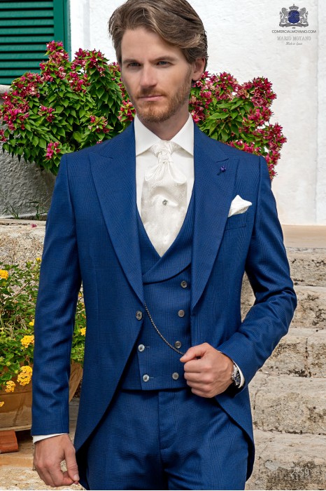Jaquette de marié coupe ajustée royal bleu prince de galles 2759 Mario Moyano