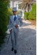 Grey & blue prince of Wales check tailored fit italian morning suit
