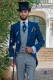 Jaquette de mariage bleu royal italien à la coupe ajustée avec un pantalon à carreaux prince de Galles