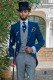 Royal blue italian tailored fit wedding morning suit with Wales check trousers