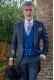 Blue italian tailored fit wedding morning suit "fil-à-fil"