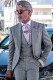 Grey & pink prince of Wales check tailored fit italian wedding suit