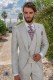 Light grey prince of Wales check tailored fit italian short frock-coat