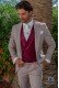 Burgundy prince of Wales check tailored fit italian short frock-coat
