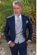 Blue tailored fit italian men wedding short frock-coat