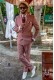 Red houndstooth tailored fit italian men wedding double breasted suit