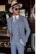 Blue houndstooth tailored fit italian men wedding suit