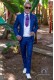 Königsblauer Hahnentritt italienischer Hochzeitsanzug zugeschnitten fit