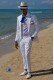 Weißer Baumwoll-Pique italienischer Hochzeitsanzug zugeschnitten fit