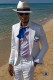 White cotton pique tailored fit italian men wedding suit
