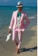 Costume de mariage en pur lin rose italien à la coupe ajustée
