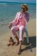 Pink pure linen tailored fit italian men wedding suit