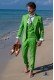 Costume de mariage pique de coton vert italien à la coupe ajustée