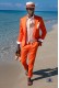 Orange Baumwollsatin italienischer Hochzeitsanzug zugeschnitten fit