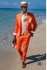 Orange satin cotton tailored fit italian men wedding suit