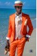 Costume de mariage coton satin orange italien à la coupe ajustée
