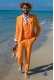 Costume de mariage pique de coton Orange italien à la coupe ajustée