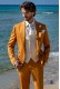 Golden satin cotton tailored fit italian men wedding suit
