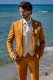 Goldener Baumwollsatin italienischer Hochzeitsanzug zugeschnitten fit