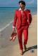 Roter Baumwollsatin italienischer Hochzeitsanzug zugeschnitten fit
