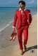 Red satin cotton tailored fit italian men wedding suit