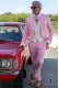 Pink pure linen tailored fit italian wedding morning suit