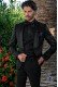 Black tailored fit italian tuxedo with shawl collar