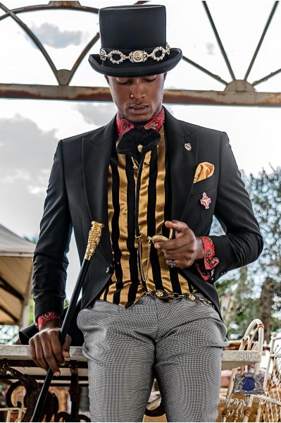 Black Steampunk tailored fit morning suit