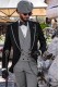 Black gothic tailored slim fit italian morning suit houndstooth profile on lapels