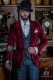 Garnet steampunk tuxedo in wrinkled effect velvet with fitted Italian cut