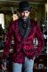 Garnet steampunk double breasted tuxedo in wrinkled effect velvet with fitted Italian cut