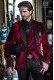 Garnet Aristocratic steampunk tuxedo in wrinkled effect velvet with fitted Italian cut